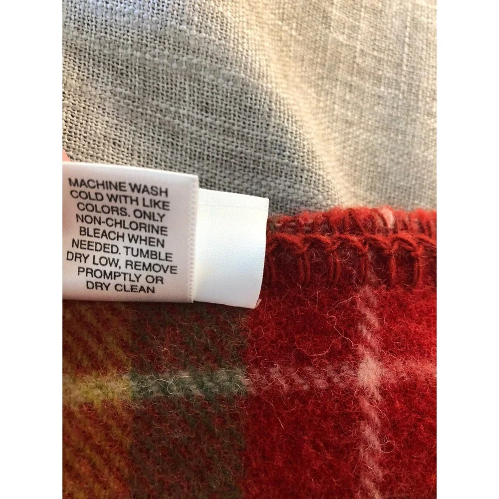 Pottery Barn Quilt Blanket 92x92 Full Queen 100% Wool 2 Shams Red Green Tartan